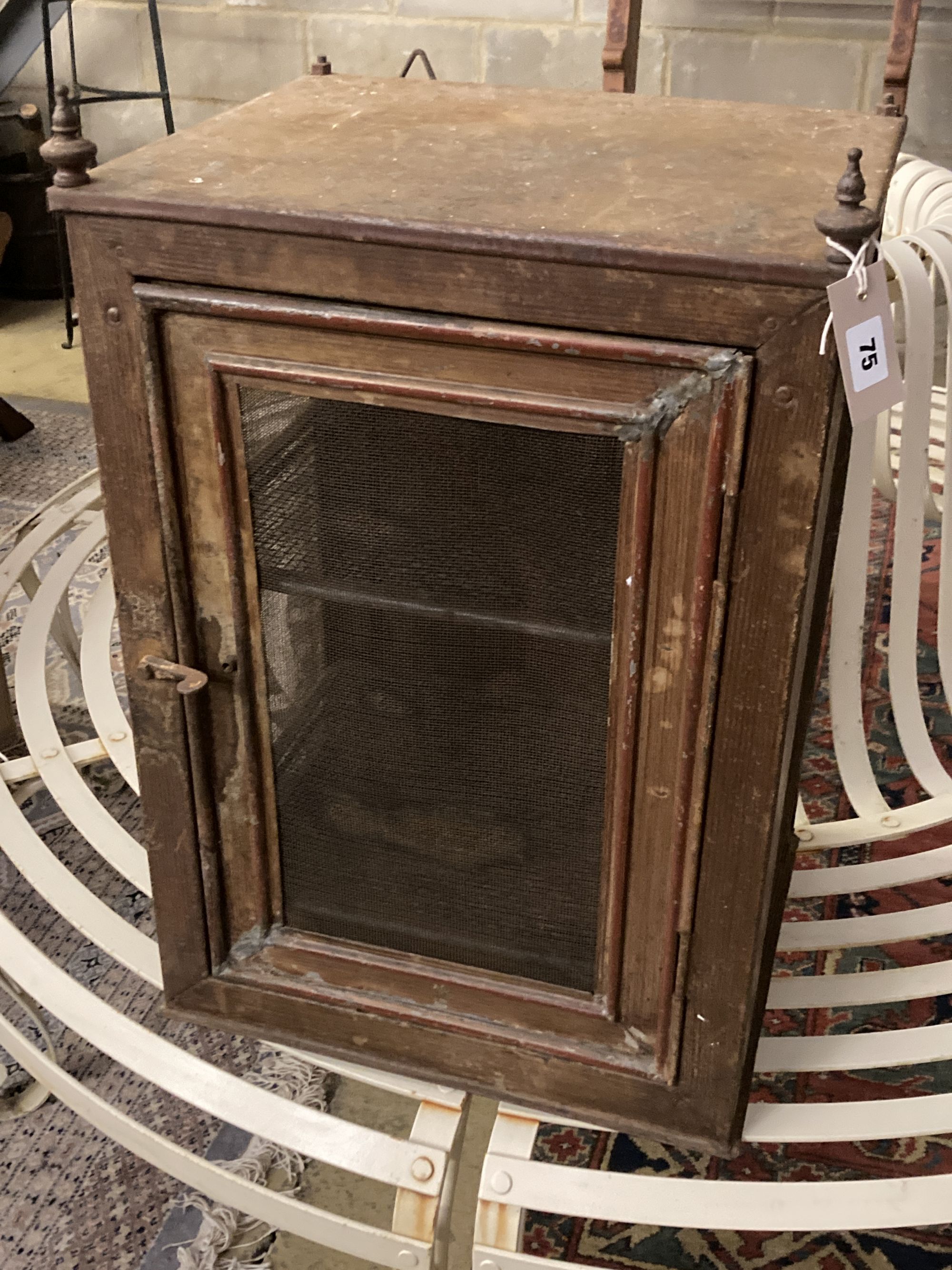 A 19th century metal food / meat safe, width 42cm depth 36cm height 60cm